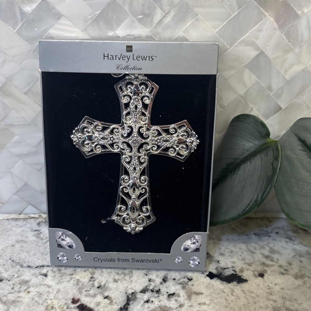 HARVEY LEWIS Swarovski Cross Christmas Ornament Christian Rhinestones Crystals